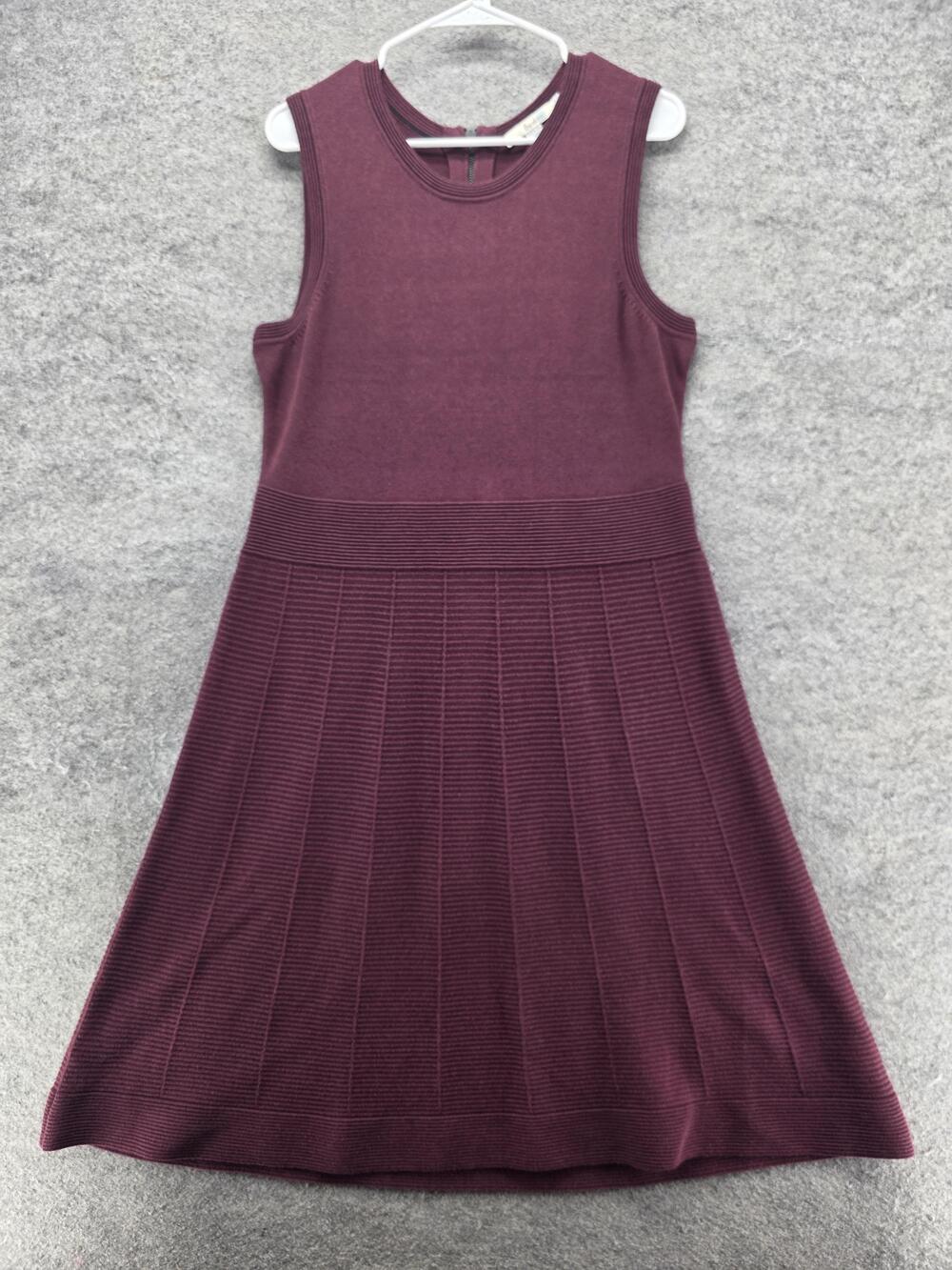 Boden Dress Womens S Purple Sleeveless Fit & Flare Knit Zip Knee Length